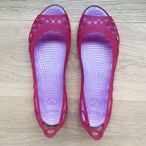 Crocs Shoes Womens Size 9 Adrina Bright Pink Jelly
Cut Out Peep Toe Ballet Flats